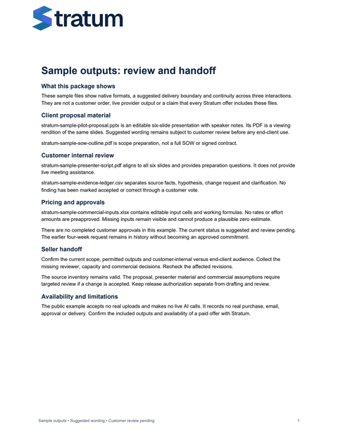 Opening view of Review and handoff guide