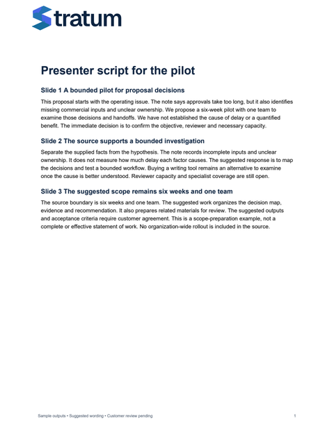 Opening view of Presenter script